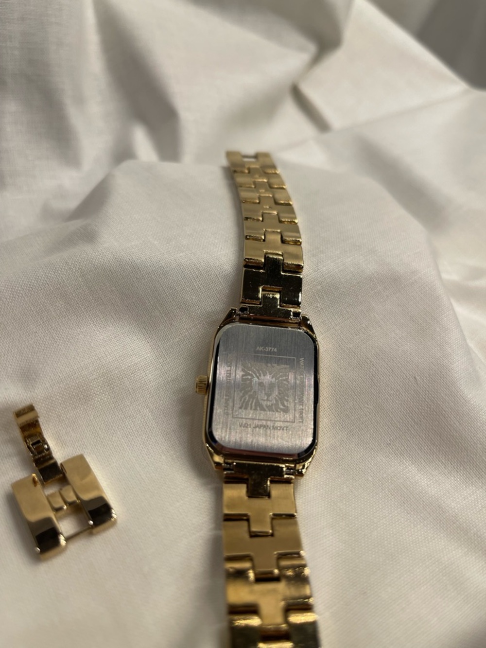 Anne Klein Gold-Tone Rectangular Silver Dial Bracelet Watch - Picture 3 of 4